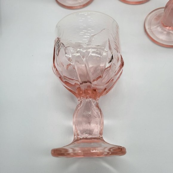 Set Of 4 Vintage Pink Tiffin Franciscan Cabaret Glass Goblets - Picture 3 of 7